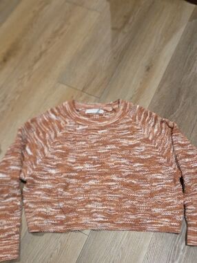 Altar'd State Orange and White Marled Knit Sweater